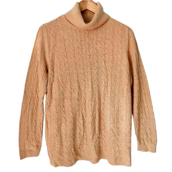 Croft & Barrow Cable Knit Turtleneck Sweater Sz XL | Tan Camel Beige Neutral - Picture 11 of 13